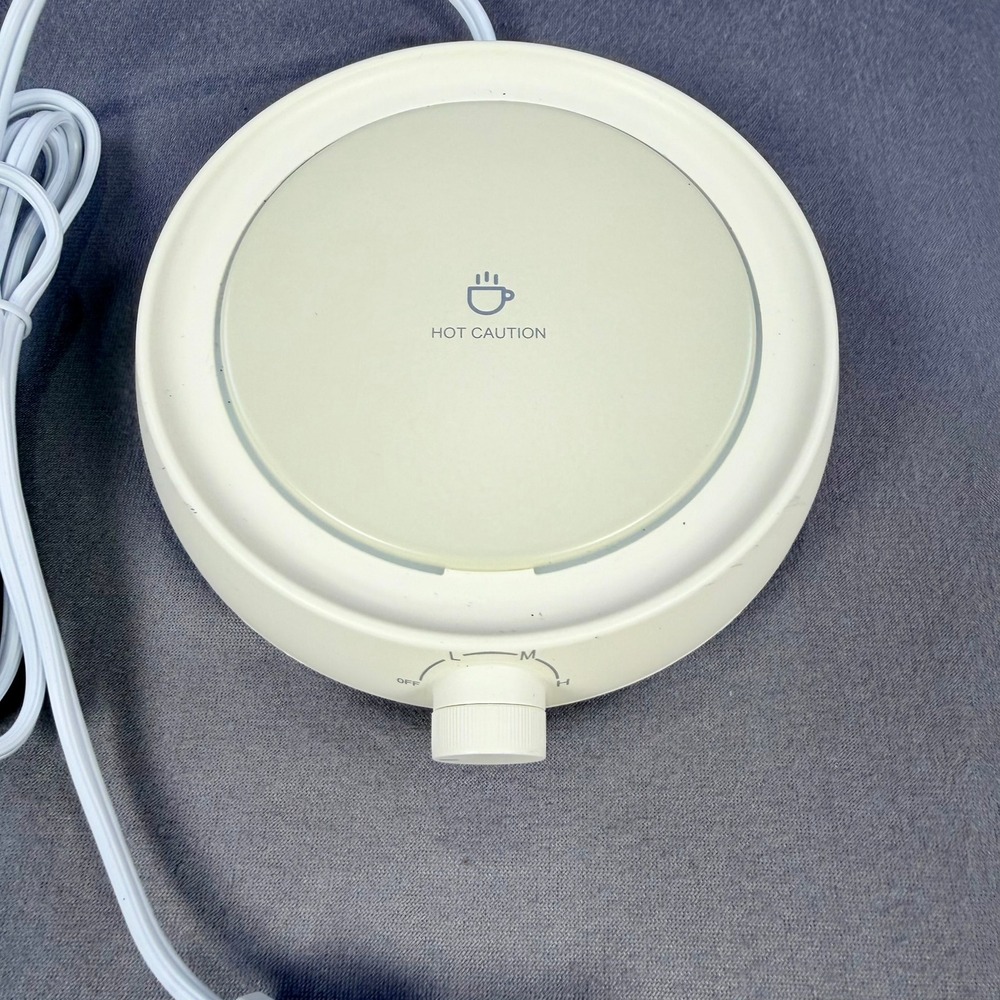 J01 Electric Mug Warmer OS White Adjustable Heat Office Desk Accessory - Picture 2 of 6